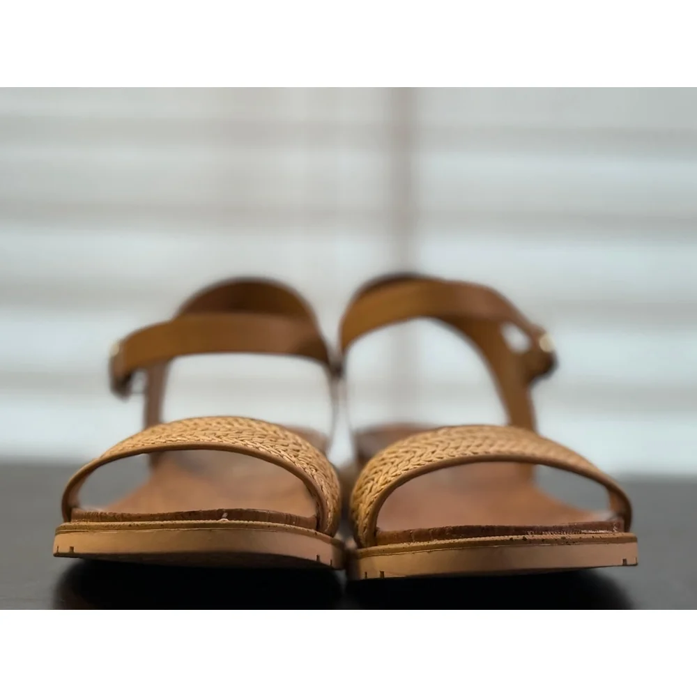 Sun & Stone Women Natural Raffia Sandals Flip Flop Sz 10 M Beige
